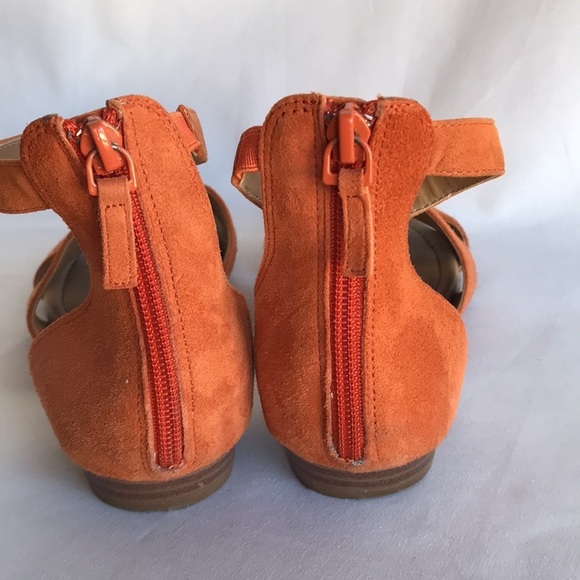 Violet & Red brand Denise orange suede sandals with gold-tone studs, size 7.5M - Picture 3 of 6